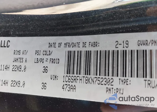 1C6SRFHT8KN752302: 43920846