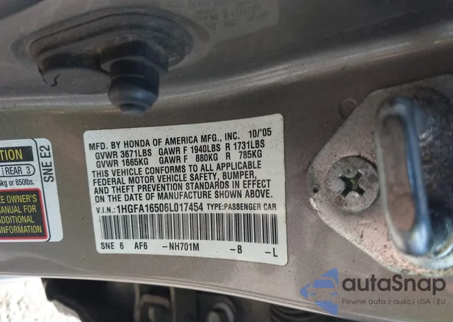 1HGFA16506L017454: 43920853