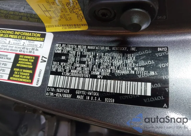 4T3BK3BB8DU091961: 43920856