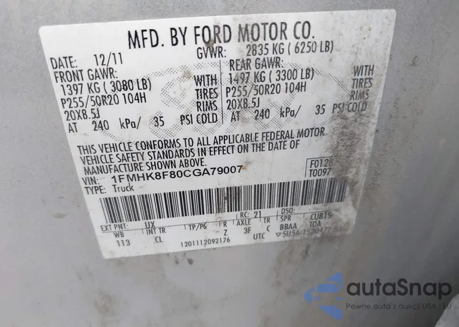 1FMHK8F80CGA79007: 43920889