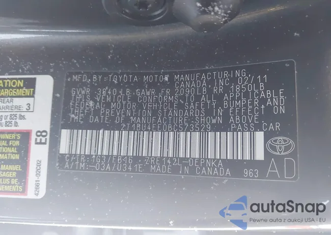 2T1BU4EE0BC573529: 43921010