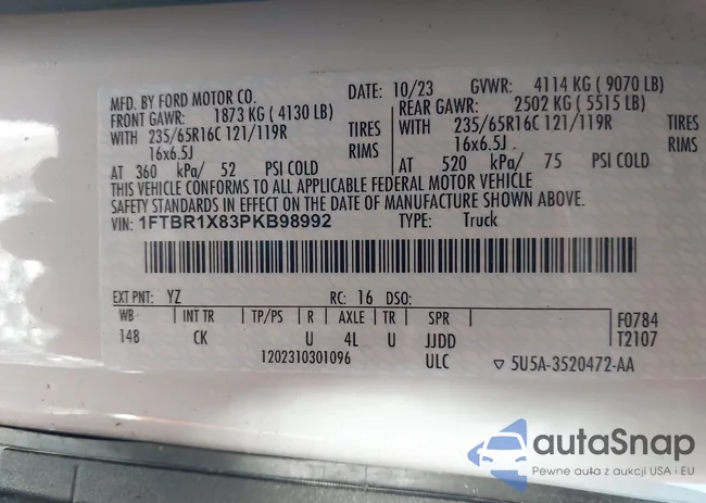 1FTBR1X83PKB98992: 43921097