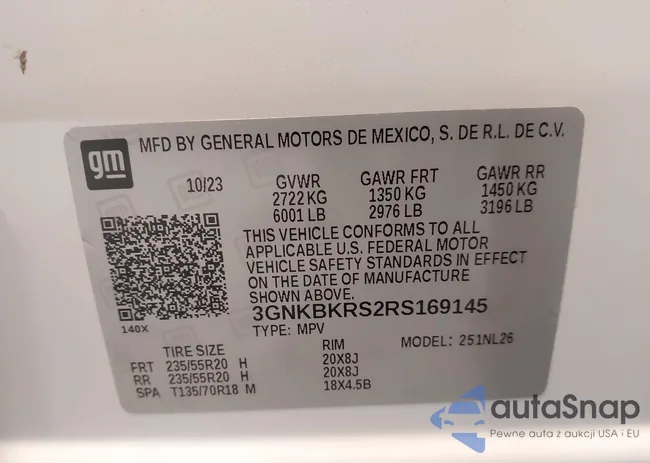 3GNKBKRS2RS169145: 43921117