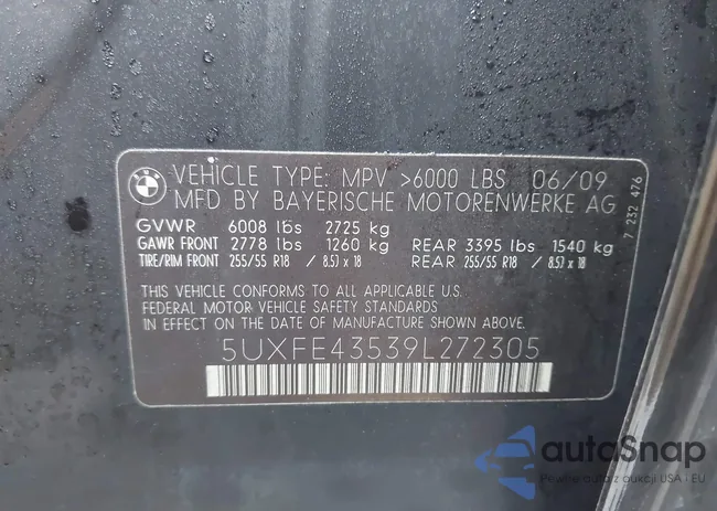 5UXFE43539L272305: 43921137