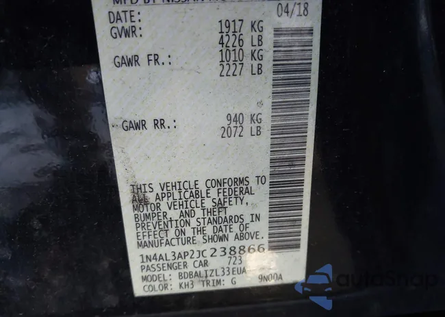 1N4AL3AP2JC238866: 43921209