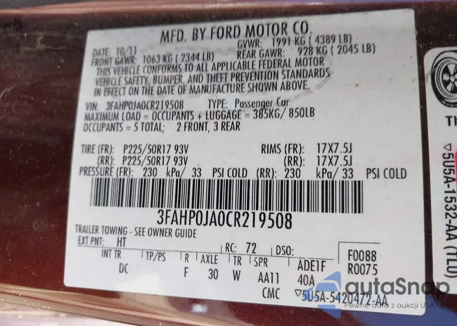 3FAHP0JA0CR219508: 43921238