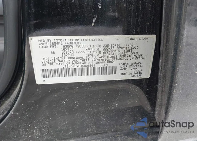 JTEHD20V646008911: 43921301