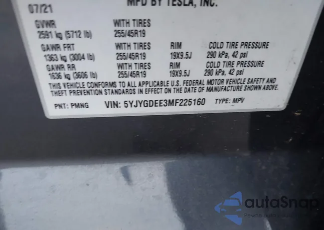 5YJYGDEE3MF225160: 43921358