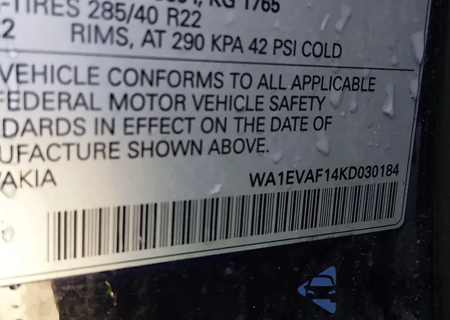 WA1EVAF14KD030184: 43920421