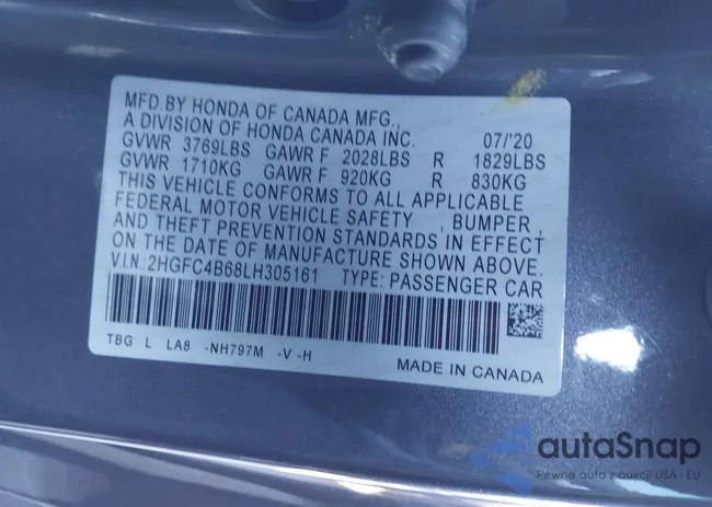 2HGFC4B68LH305161: 43920425