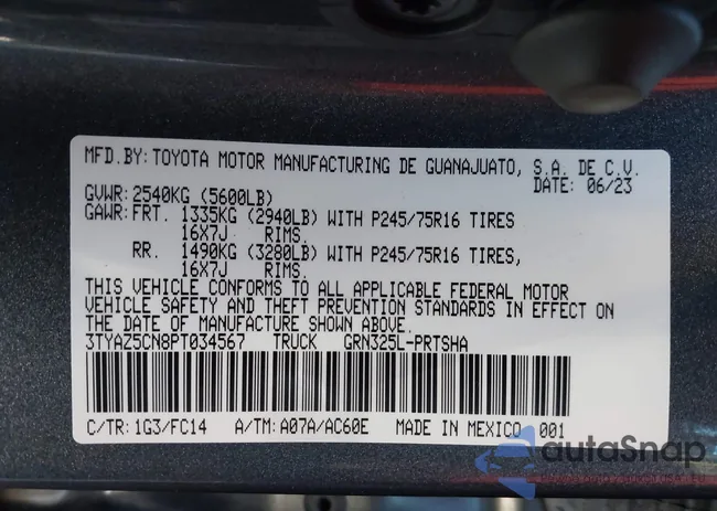 3TYAZ5CN8PT034567: 43920446