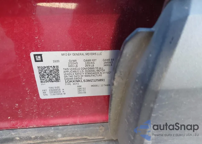 1GKKNKLS3MZ125891: 43920581