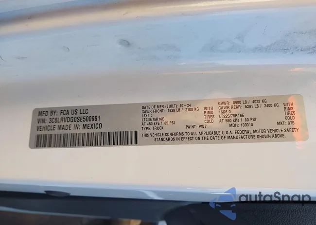 3C6LRVDG0SE500961: 43920673