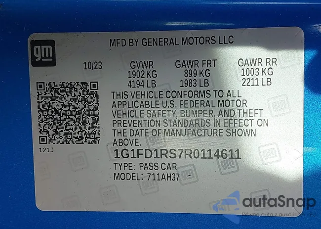 1G1FD1RS7R0114611: 43920674