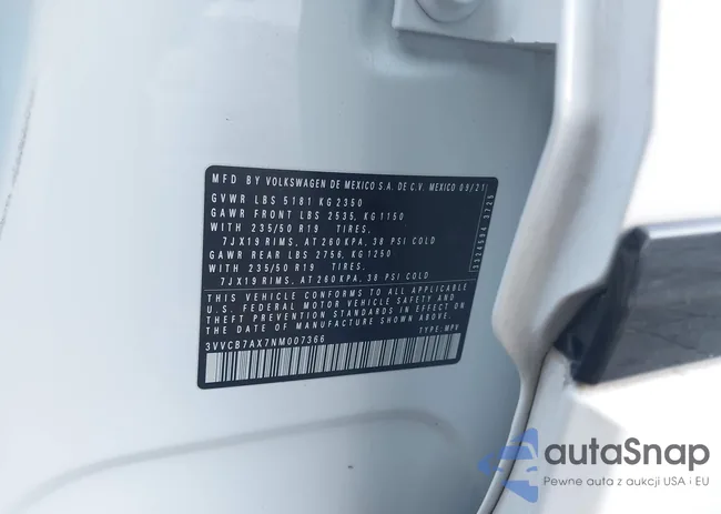 3VVCB7AX7NM007366: 43920678