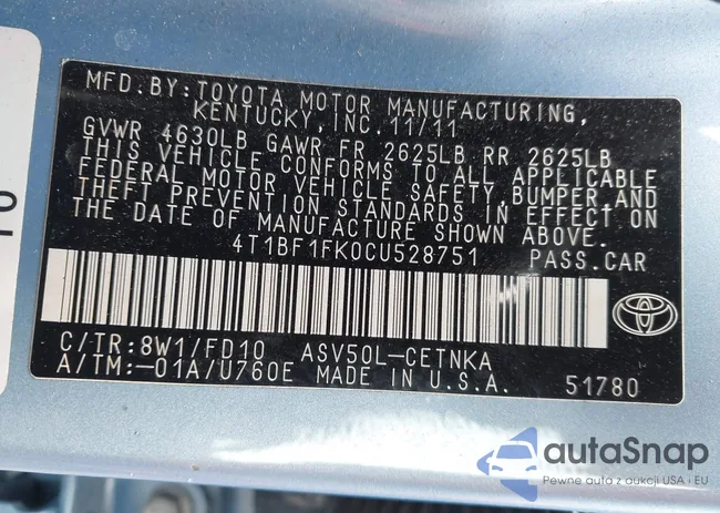 4T1BF1FK0CU528751: 43921858