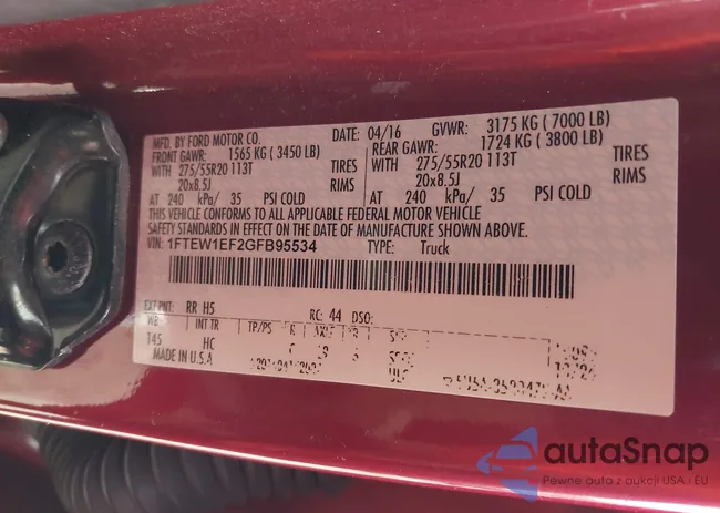 1FTEW1EF2GFB95534: 43922017