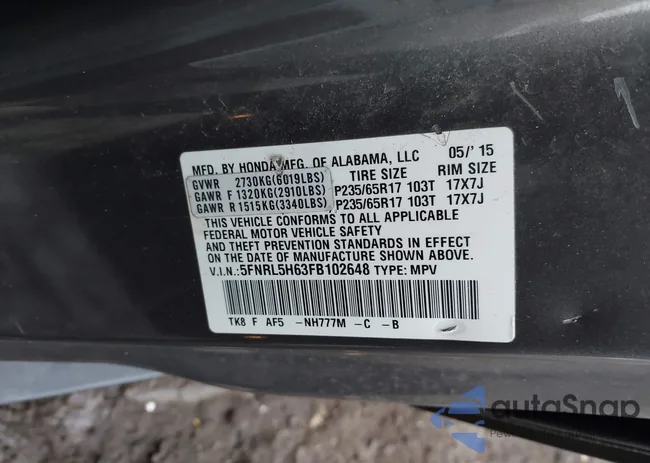 5FNRL5H63FB102648: 43922018