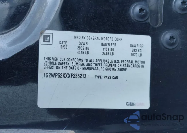 1G2WP52KXXF235213: 43922057