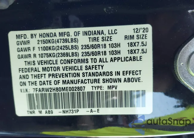 7FARW2H80ME002807: 43922100