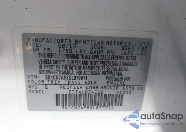 3N1CN7AP8DL879911: 43922203