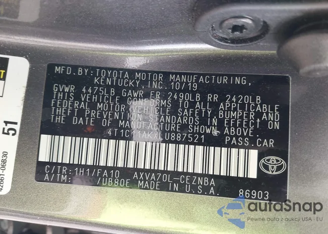 4T1C11AKXLU887521: 43922219