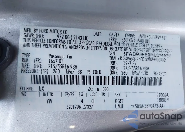 1FADP3FE0HL301529: 43922231