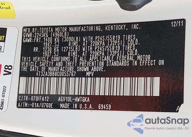 4T3ZA3BB8CU055767: 43922267