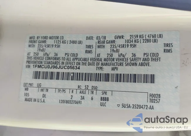 1FMCU0J96JUC05634: 43921533