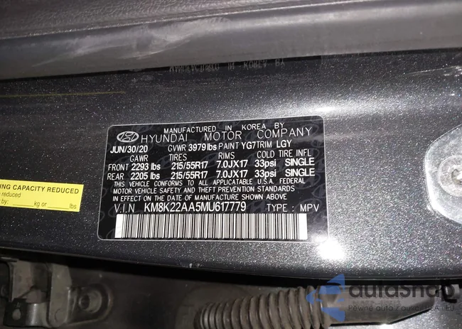 KM8K22AA5MU617779: 43921577