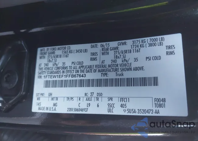 1FTEW1EF1FFB67643: 43921783