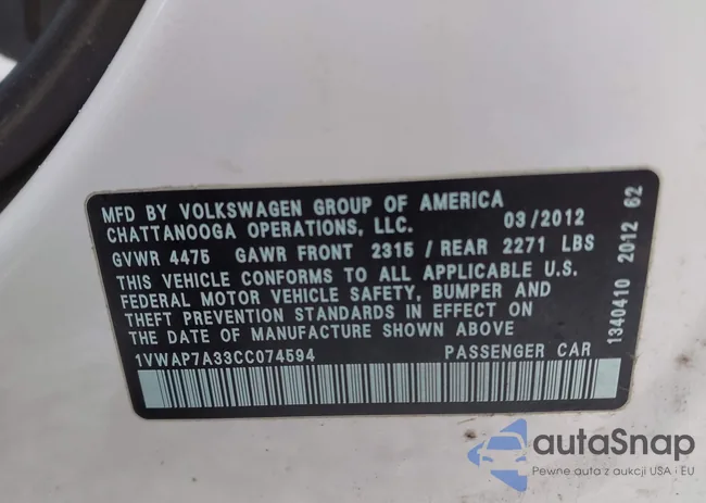 1VWAP7A33CC074594: 43921785