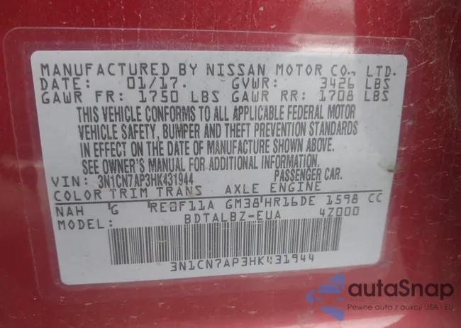 3N1CN7AP3HK431944: 43922888