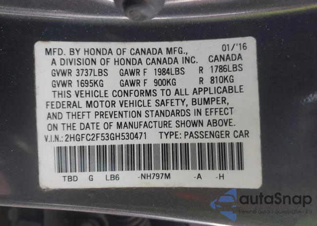 2HGFC2F53GH530471: 43922935