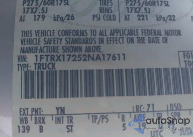 1FTRX17252NA17611: 43923053