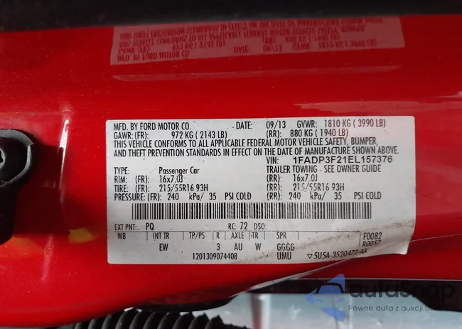 1FADP3F21EL157376: 43923347