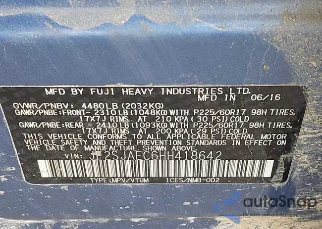 JF2SJAEC6HH418642: 43922429