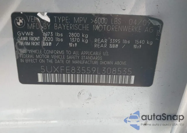 5UXFE83559L308535: 43922451
