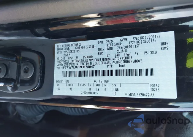 1FTFW7L87RFB78047: 43922475