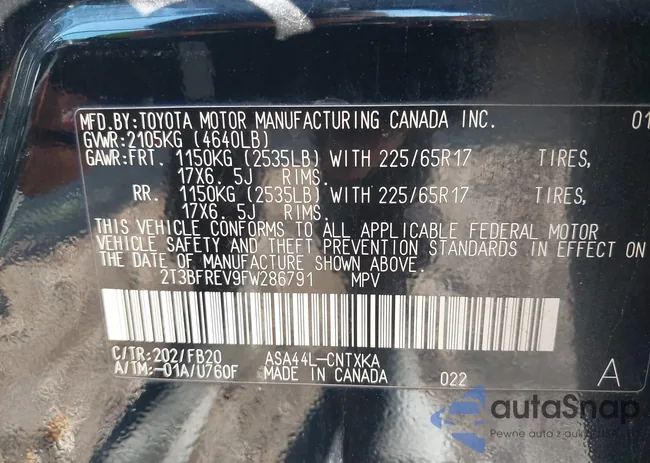 2T3BFREV9FW286791: 43922625