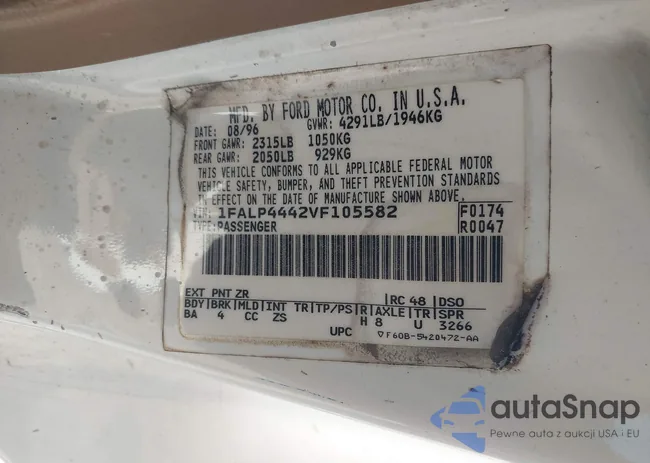 1FALP4442VF105582: 43922660