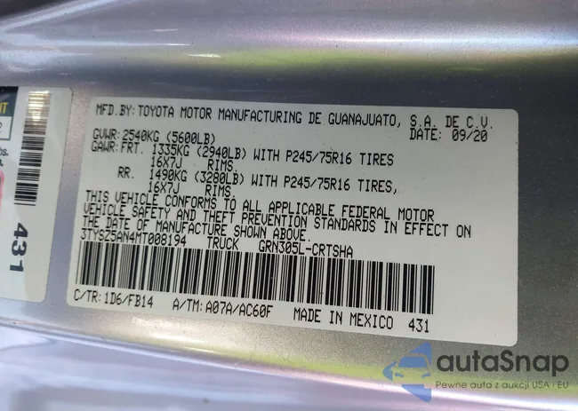 3TYSZ5AN4MT008194: 43923800