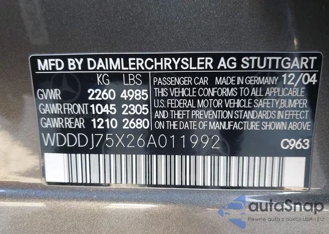 WDDDJ75X26A011992: 43923864