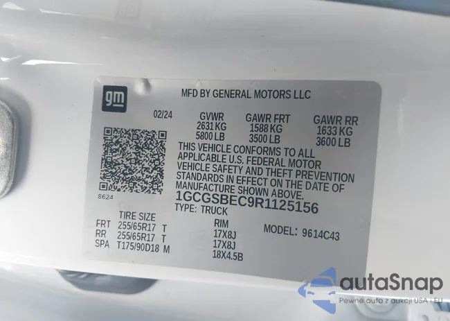 1GCGSBEC9R1125156: 43923953