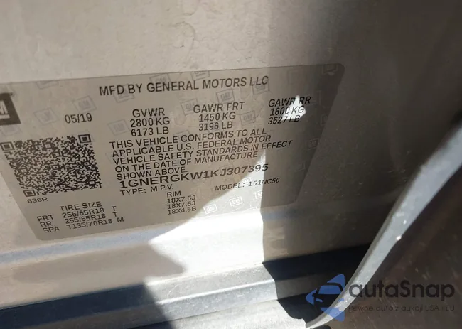 1GNERGKW1KJ307395: 43923995