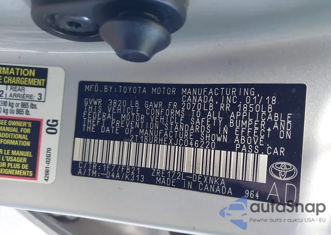 2T1BURHEXJC046220: 43924012