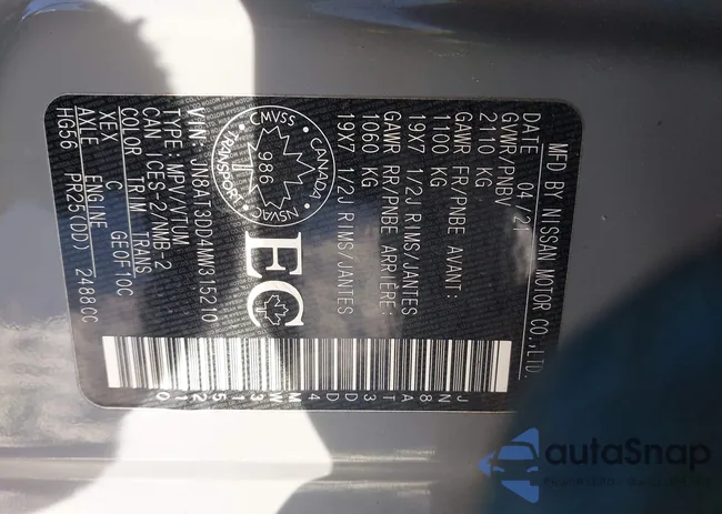 JN8AT3DD4MW315210: 43924093