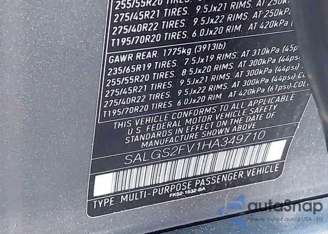 SALGS2FV1HA349710: 43924103