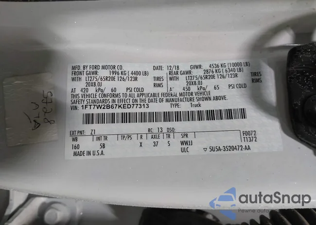 1FT7W2B67KED77313: 43924211