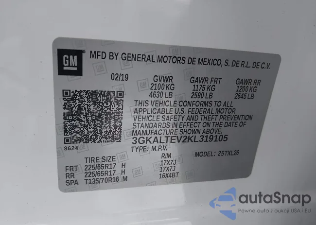 3GKALTEV2KL319105: 43923538